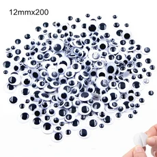 계란 장난감 인형 스크랩북용 DIY 액세서리 어린이 선물 스티커 자체 접착 혼합 Googly Eyes 6mm 200 개, 07 12mmx200