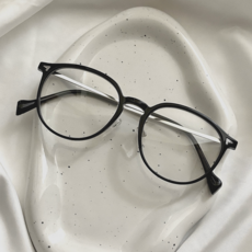 샤콘 슬림 오벌 라운드 뿔테 안경 블루라이트 차단 가벼운 메탈 코받침 안경테