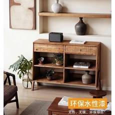 中古風餐邊櫃家用茶水櫃實木儲物櫃客廳書櫃老松木展示櫃, 1個, 空山櫃,無門 122x40x90cm, 空山櫃