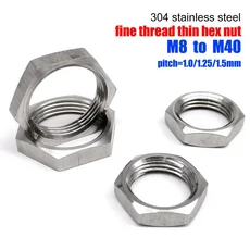스틸 피팅 파이프 M20 1 너트 미터법 M22 5MM 5PCS 암 M14 M24 M8 스테인레스 1MM 육각 M12 M25 M16 피치 M18 M10 304 -M40, M12x1.25x15x4 (5pcs)