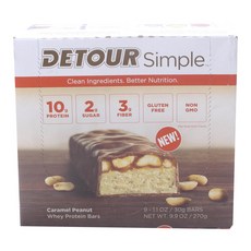 Detour Simple Way Protein Bar 焦糖花生無麩質 10 克蛋白質, 1個, 270克