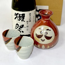 日本製 達磨不倒翁 酒器酒杯組 美濃燒陶器 一壺二杯 ed105, 1個