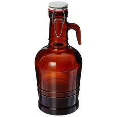 Midwest Homebrewing and Winemaking Supplies 유리 손잡이가 달린 2리터 그롤러 호박색, 1개