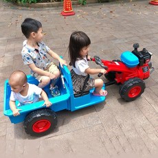 전동 경운기 장난감 아기 푸쉬카 승용완구 원격 조정 트랙터, 듀얼 드라이브, 충전기+리모콘+듀얼+가죽