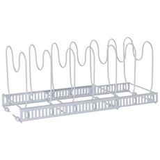 S型碳鋼伸縮廚具/鍋具收納架 (12分隔), 銀, 1個, 6層