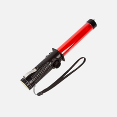 LED 미니 신호봉 경광봉 경광등 후레쉬 호루라기 기능 건전지포함, 레드 검정색상, 1개