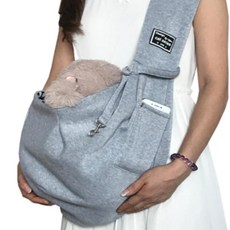 목줄스트랩 캣강아지슬링백 강아지 고양이 산책 가방, 1개, 그레이