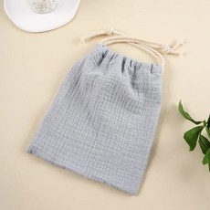 아동용 더블 레이어 코튼 모슬린 침대 가방 단색 인쇄 보관 드로스트링, 8. Grey blue