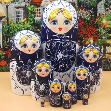 마트료시카 러시아 수공예 전통 인형 Matryoshka 10단 목각, 1개
