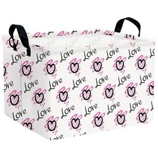 MYFLOCY 대형 발렌타인 데이 바구니 하트 모양 보관함 선물용 접이식 정리함 방 장식 (퍼플 웨이브 블랙 러브), 퍼플 웨이브 블랙 러브