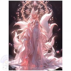 九尾狐傳說 數位油畫 DIY 手繪填色 客廳臥室背景裝飾畫, 1個, 款式3,30*40公分無框+顏料+畫筆30*40