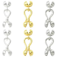 Ipotkitt 3가지 색상 아연 합금 S-후크 걸쇠 코드 엔드 S 모양 엔드 캡 코드 링크 버클 비즈 캡 DIY 주얼리 제작 공예 키체인 팔찌 목걸이 6개