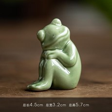 創意陶瓷茶寵擺件精品可養小青蛙茶桌茶臺茶道微景觀茶空間裝飾, 1個, 臥坐青蛙