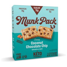 멍크 팩 코코넛 초콜릿 칩 그래놀라 바, 128g, 2개