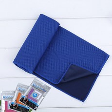 COOLTOWEL 冷感毛巾 瑜伽健身戶外運動降溫冰涼巾, 寶藍（彩袋裝）,30*100cm（英文袋裝）, 1個