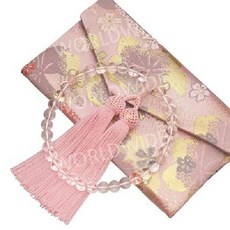 수제 여성용 본수정염주 조문용 약식염주 수납가방 포함 일본수입, A. 크리스탈 핑크, 1개