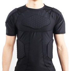 Jellybro 남성용 패딩 압박 셔츠 가슴 늑골 보호대 남아용 축구 트레이닝 농구 페인트볼 럭비 블랙 172636