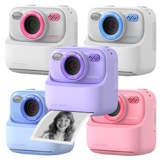 [홈뚜] 어린이 프린트 카메라 키즈 카메라 영수증 토이카메라 선물, 1개, 화이트+핑크