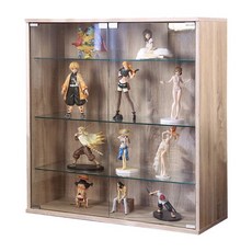 BuyJM 加大四層低甲醛強化玻璃GK公仔櫃展示櫃收納櫃玻璃櫃 寬80cm 可堆疊, 漂流木色-落地式,深40無附燈