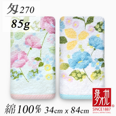 센슈타월 플라워드림 270몬메 85g 프리미엄 페이스 타월 약34x84cm/핑크 블루 1set 총2매/센슈타올 온천수건, 핑크 블루 각1매 1set 총2매, 1개