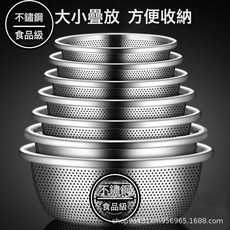 DIU 不鏽鋼盆廚房多用途瀝水籃洗菜盆瀝乾籃大反邊歐式面盆漏盆, 1個, 如圖
