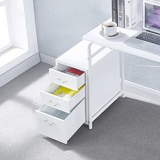 이동식 3단 철제 서랍장 슬림 데스크 서랍 수납함 사무용 책상 밑 보조 캐비닛 파일 정리 트롤리 화이트 그레이 280x410x480 H2-1000000899, 3개