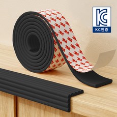 MZ생활 넓은 쿠션 모서리보호대 W형 안전가드 3M테이프 일체형 풀접착 코너보호대 KC인증 아기보호 기둥 책상다리 보호대, 1개, 블랙