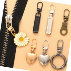 원터치 만능 지퍼고리 6종 가방 의류 부자재, 플라워/그레이, 플라워/그레이, 1개