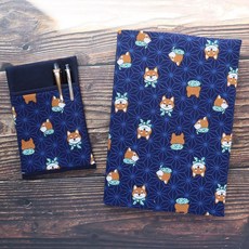 【柴犬】書衣 書套 可調式 布書衣 保護書籍 方便攜帶 可愛圖案, 1個, A6