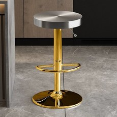 바 높이조절 스툴 업소용 바의자 철제, 실버 골드 베이스 하이 바 스툴