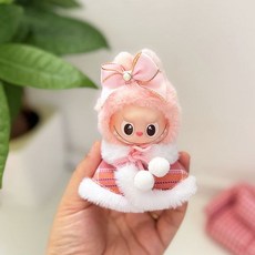 팝마트 라부부 내마음속의 비밀번호 시리즈 미니 버전 크리스마스 인형옷 세트 엘프 망토 아기 옷, 4.0 라부 천 옷의 미니 버전에는 인형이 포함되어 있, 핑크 망토 세트