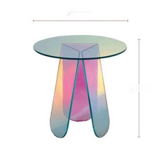 아크릴 사이드 테이블 탁자 방울 투명 베드 접이식 거실, 완전 조립 완료, 1개, 지름 50cm 높이 60cm