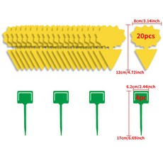 실내외 정원 식물용 노란색 끈끈이 과일 파리 벌레 해충 방제 강력 접착 트랩, Sunflowerx20pc