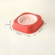 陶瓷寵物餵食架 護頸防噎防滑易清洗, 亮粉色+酸奶草莓盒,小號護邊慢食碗套裝【適合3-10斤】, 1個