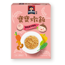 QUAKER 桂格寶寶燉飯-腰果起司豬肉口味，添加黑羽土雞滴雞精，一歲以上寶寶適用, 450g, 1個, 腰果起司豬肉(3入/盒)