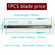 티백 씰링 기계 치아 블레이드 수직 포장 나이프 1개, 14.5cm-3x8mm Hole