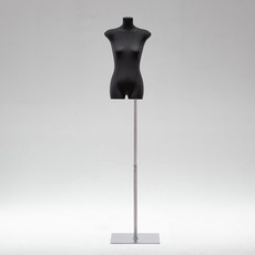 黑色扁身模特道具平胸韓版半身櫥窗陳列女裝服裝店模特展示架全身櫥窗模特兒 擺攤人檯模特兒 人形模特兒, 黑扁身/銀方板