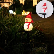 太陽能雪人燈 戶外庭院地插裝飾燈, 紅色, 紅色