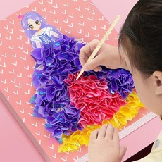 公主戳戳樂女孩換裝DIY兒童手工貼畫益智玩具, 1個, 試購款 隨機一張無配件