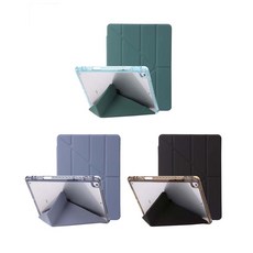 iPad 平板保護套 適用於 iPad Pro 13吋 (2024) 三角折疊 透明, 綠色, 1個, iPad Pro 13吋 M4/M5（2024/2025版）