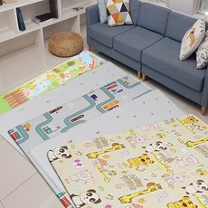 PVC놀이방매트 어린이매트 생활방수 층간소음방지매트 안전매트 유아매트 어린이집매트 유치원매트 거실매트 놀이매트, 양면)곰인형/핑크체크