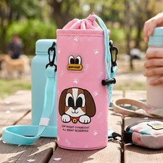 팬콧 아동용 비글 물병 가방 보냉 텀블러 케이스 신학기 물통 파우치 크로스백 핑크