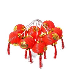 新年造型裝飾燈串 圓燈籠 LED福字燈籠 LED大燈籠燈串, 電池款 2米10燈, 1組
