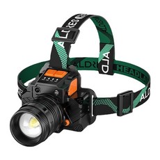 強光防水充電頭燈, 白鐳射燈芯2600*2節電池充電線充電頭, 1個