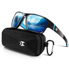 Suoso 남성용 스포츠 편광 선글라스: TR90 UV400 보호 선글라스 여성용 랩 어라운드 고글 Drving Fishing C02-블랙 빅 164796