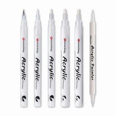 아크릴 마커 화이트 흰색 6개 세트 극세 0.5mm굵은 BR 대응 형광 방수 속건 다용도 아크릴 펜