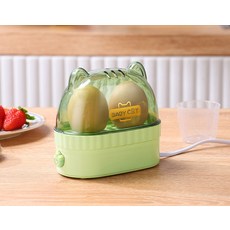 EPICURE 迷你蒸蛋器 雙蛋容量自動斷電家用宿舍早餐機, 蒸蛋器-貓耳松香綠:1個