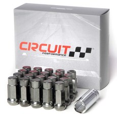 Circuit Performance 애프터마켓 휠용 단조 스틸 확장 육각 러그 너트: 12x1.25 하이퍼 블랙 - 20피스 세트 + 공구 228555, Circuit Performance 애프터마켓 휠용 단