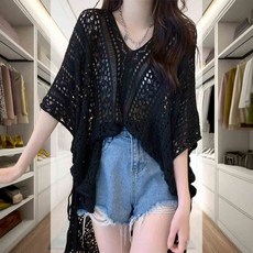 비키니 겉옷 펀칭니트 니트티 비치웨어 바캉스룩 휴양지룩 여성여름옷