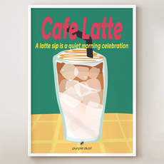 퍼플더스트 아이스 카페라떼 그림 카페 포스터 커피 인테리어 액자, 1.카페라떼_A4, 포스터만